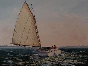 Cat Boat Oil Painting