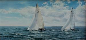 Classic 12 Meters off Newport Oil Painting
