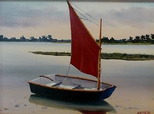 red sail oil painting